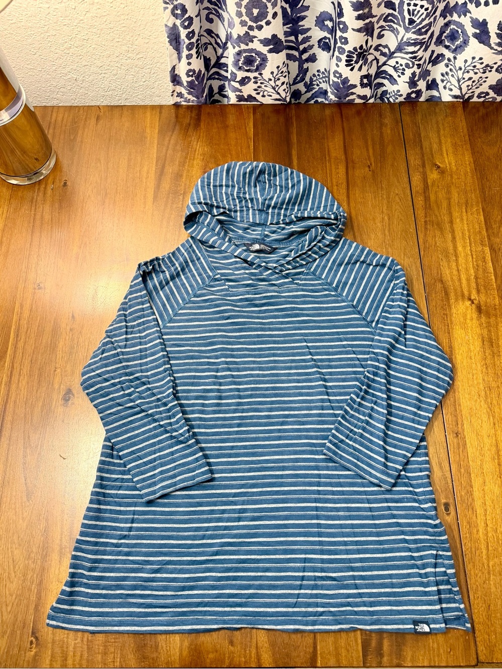 The North Face Blue & White Striped Hooded Pullover